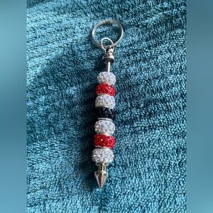Red and Black Beaded Keychain